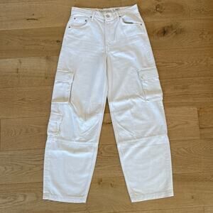 Mother Snacks Jeans The Side Dish Cargp Skimp Size 28 Natural Wash